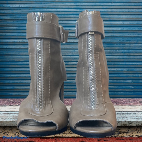 Peep Toe Stiletto Booties - Picture 2 of 7